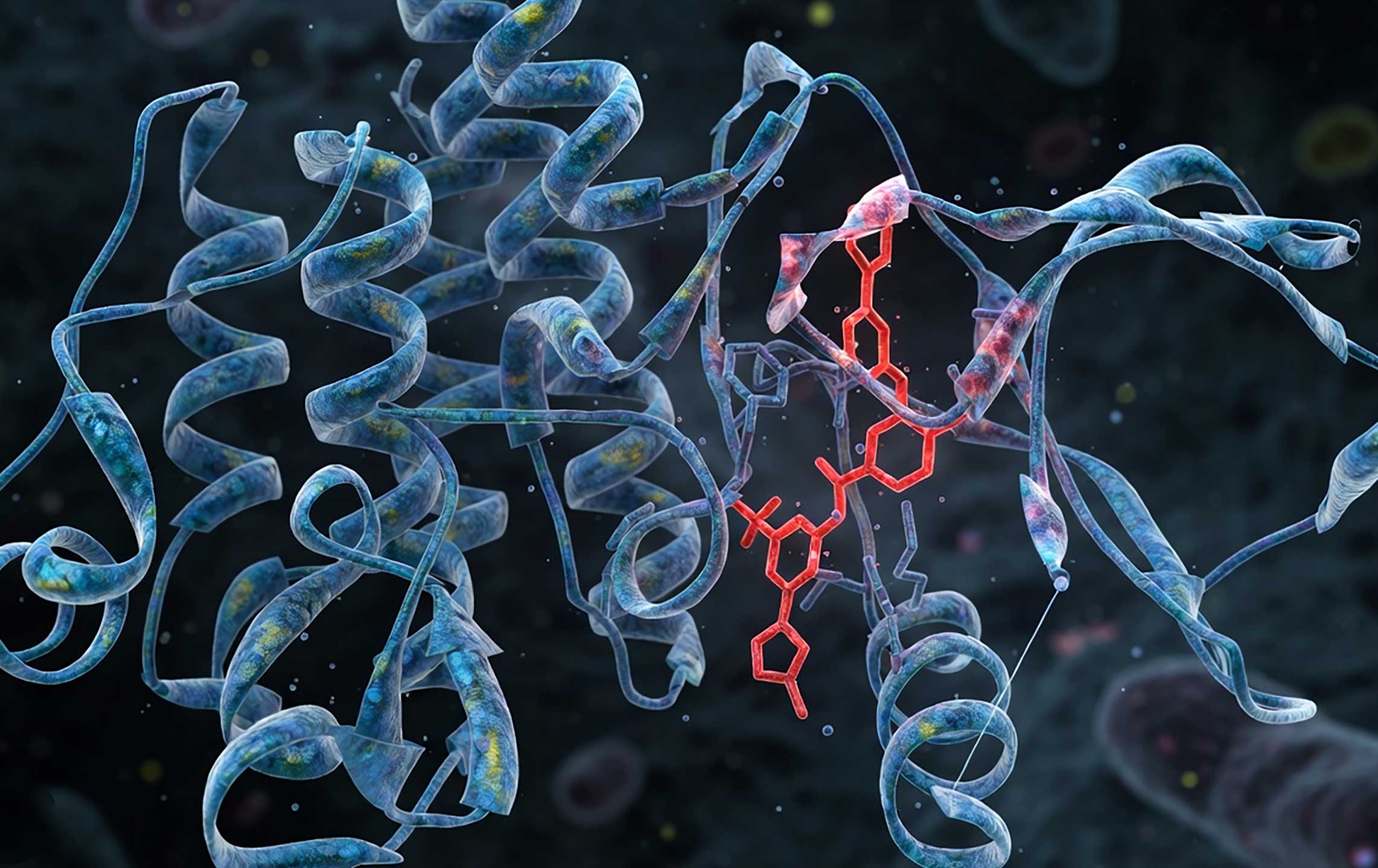 Conceptual scientific illustration for a Phase 1b clinical trial of gilteritinib in advanced ALK-positive non-small cell lung cancer: a glowing human lung with highlighted cancer cells in deep space, symbolizing precision-targeted therapy research at OSF HealthCare Cancer Institute.